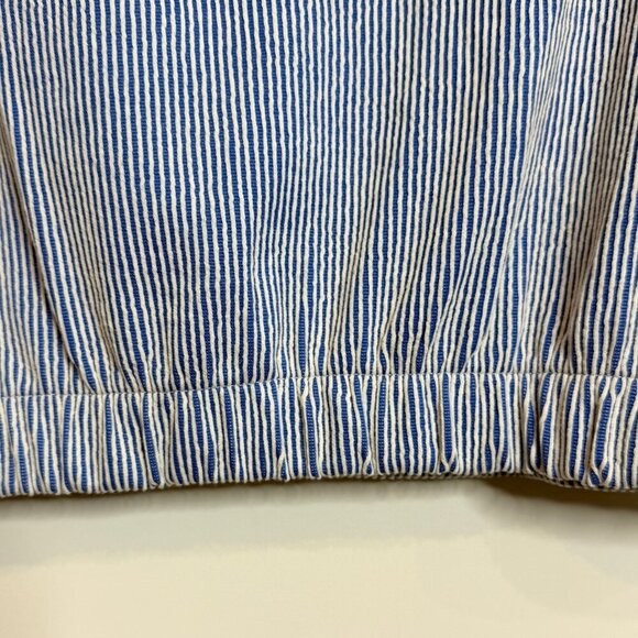 💙 J.Crew Blue/White Striped Puff Sleeve Top | Boat Neck Stretch Waist XS - Picture 6 of 6